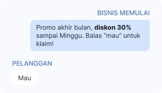 Contoh pesan marketing: promo diskon dari bisnis