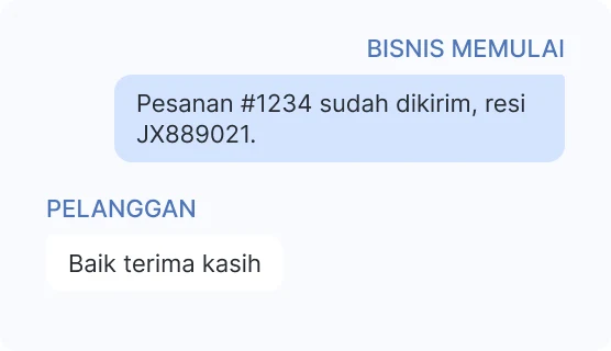 Contoh pesan utility: notifikasi resi pengiriman dari bisnis