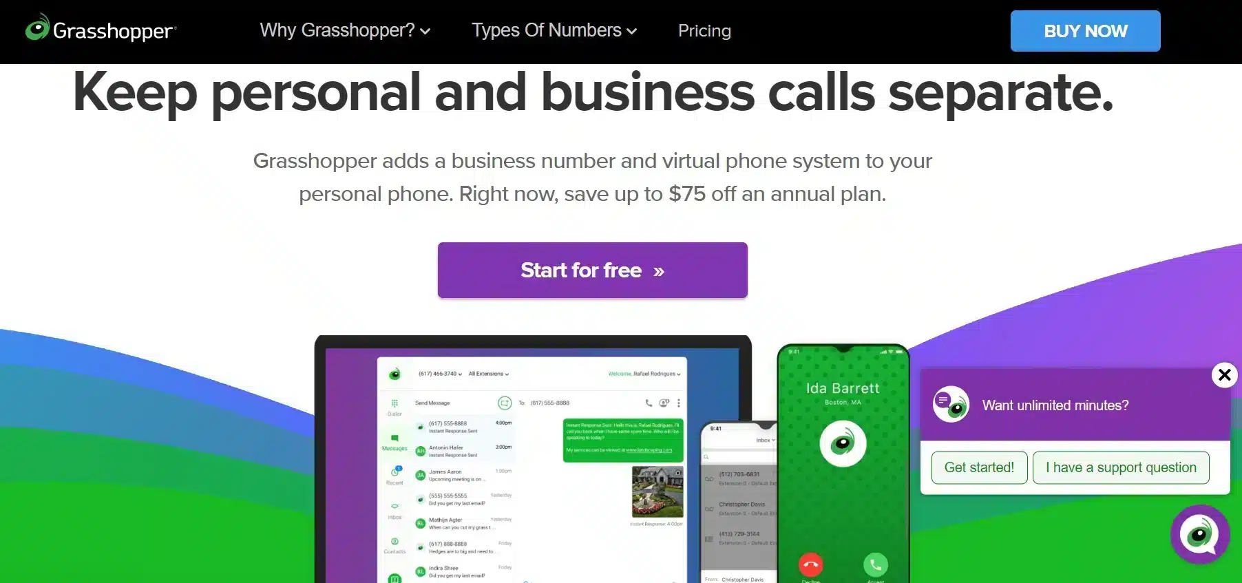 Landing Page Grasshopper Call Management Software_ Grasshopper