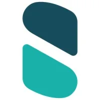 Logo berbentuk dua elemen geometris dengan warna biru dan hijau, mencerminkan identitas merek yang modern dan dinamis dalam konteks perusahaan teknologi.