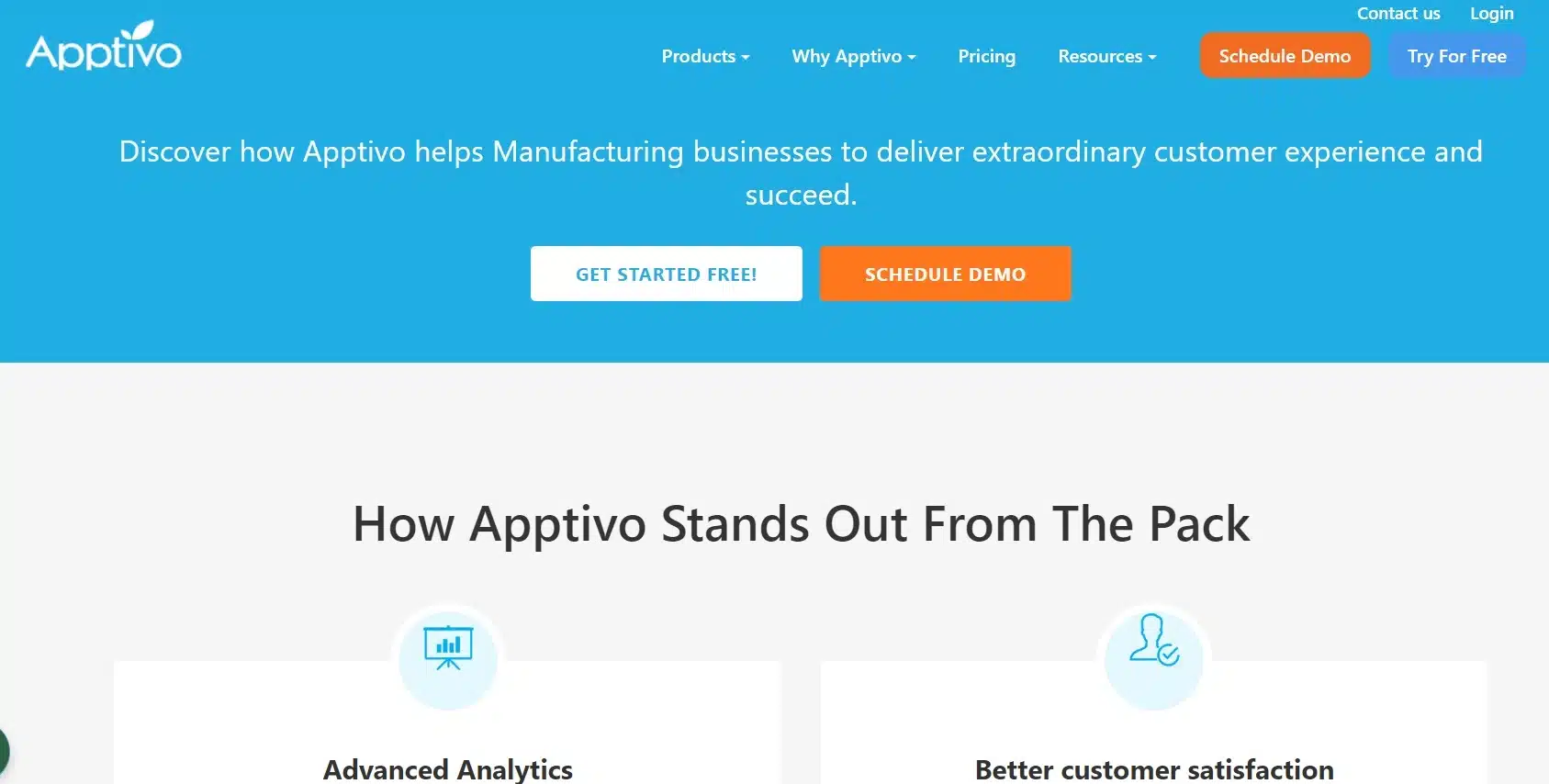 Landing Page Apptivo Manufacturing CRM Software_Apptivo