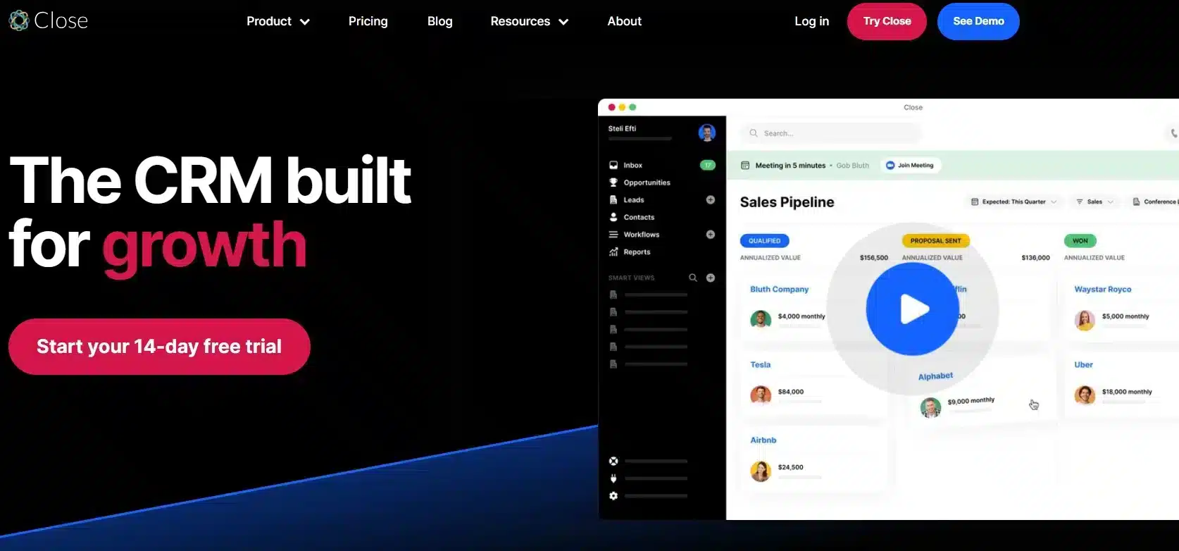 Landing Page Close Manufacturing CRM Software_Close