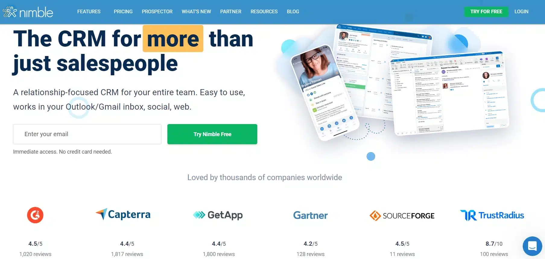 Landing Page Nimble Manufacturing CRM Software_Nimble