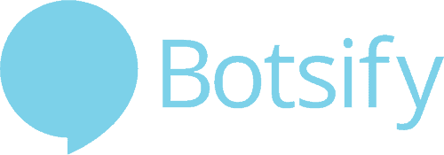 Logo berwarna biru muda menampilkan nama "Botsify" dengan desain modern, menciptakan kesan profesional dalam konteks teknologi dan inovasi.