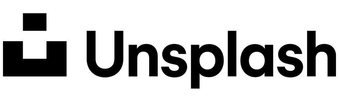 Logo bertuliskan "Unsplash" menampilkan huruf kapital dengan desain minimalis, memberikan kesan modern dan kreatif, sering digunakan dalam konteks fotografi.