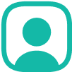 Ikon berwarna hijau menunjukkan siluet wajah, mencatat konten profil pada platform media sosial, berfungsi sebagai identifikasi pengguna.