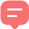 Bubbles dialog merah muda menampilkan teks. Mereka digunakan untuk menunjukkan komunikasi atau percakapan dalam konteks digital atau media sosial.