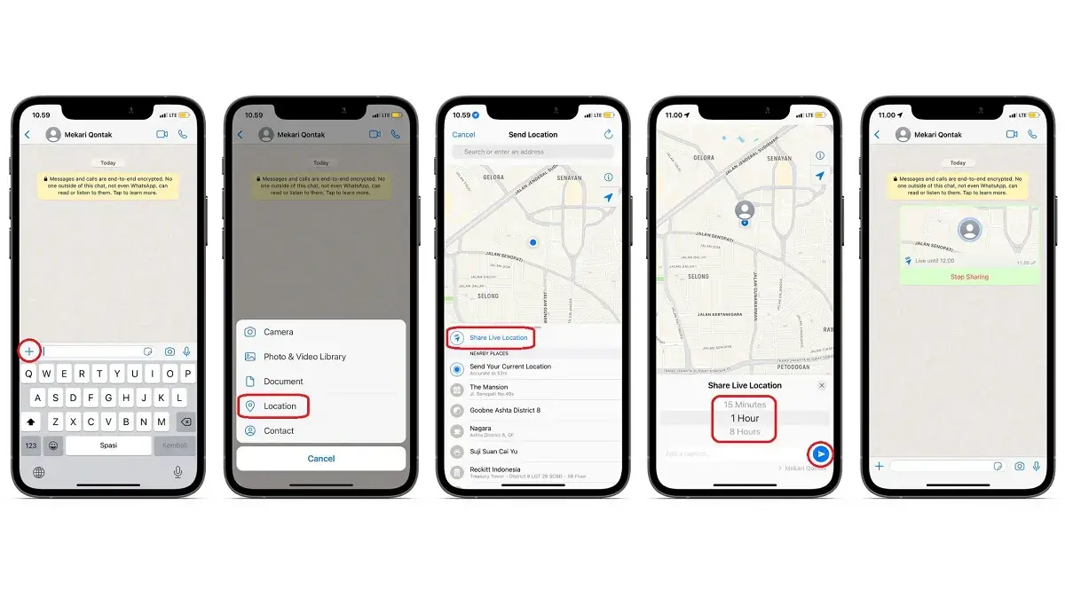 Cara Share Live Location di WhatsApp