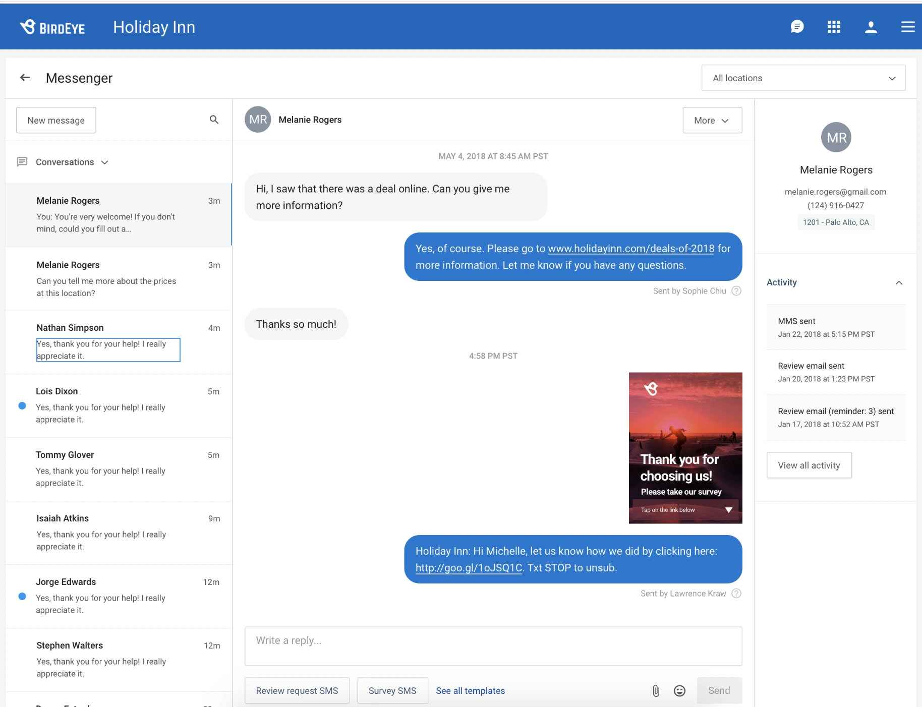 Dashboard Birdeye Webchat Aplikasi Live chat - Birdeye Webchat