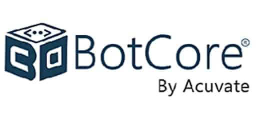 Logo BotCore tampil dengan desain kubus yang modern, mengekspresikan identitas merek Acuvate di bidang teknologi.