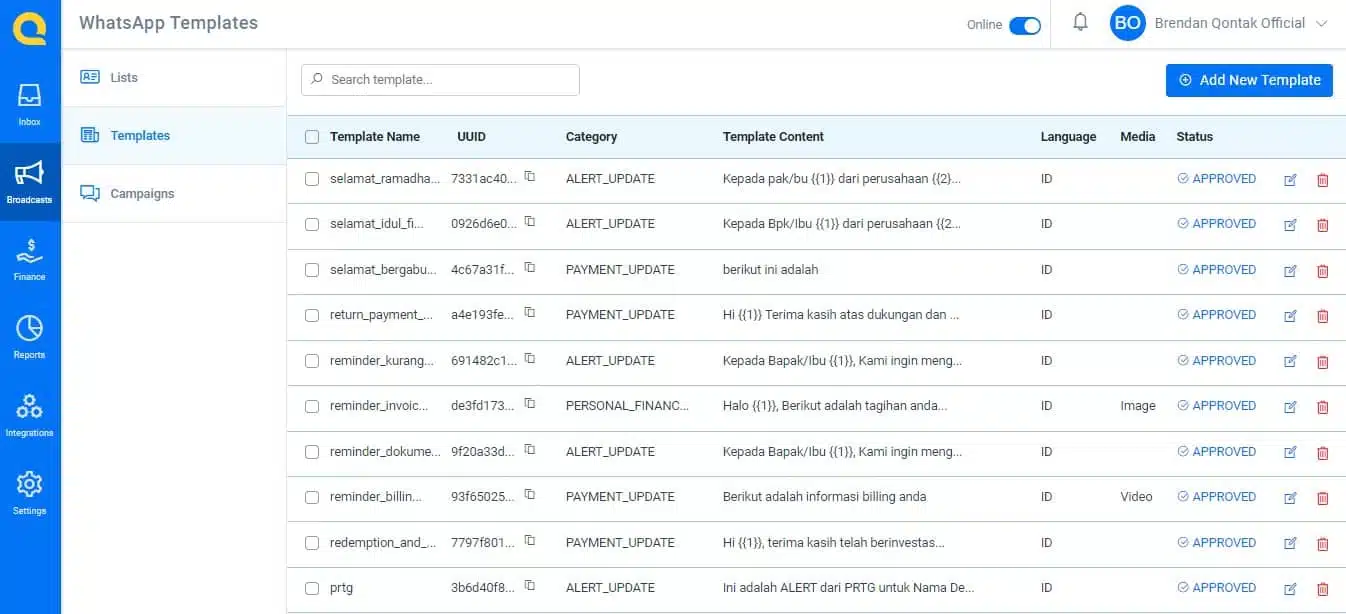 Buat template- Cara Meningkatkan Penjualan di WhatsApp