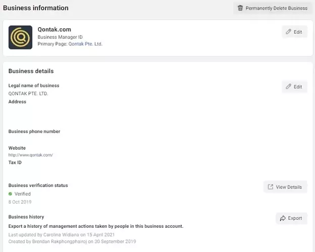 Langkah kedua membuat WhatsApp otomatis adalah Verifikasi Akun Facebook Business Manager