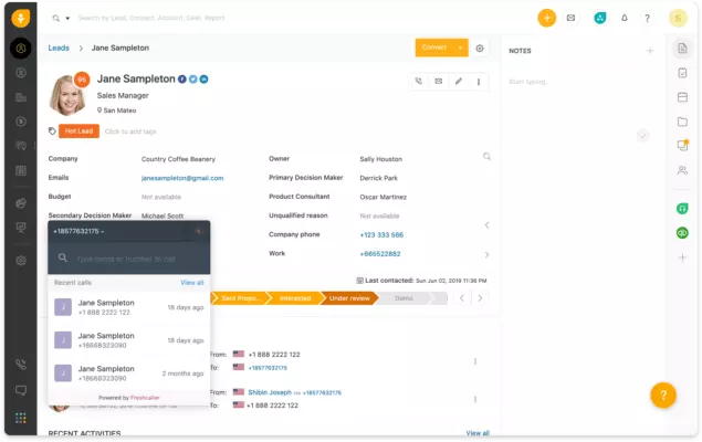 Ilustrasi Dashboard Hotel CRM Software Freshsales Dashboard Hotel CRM Software Freshsales