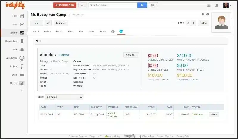 HubSpot Client Management System Insightly