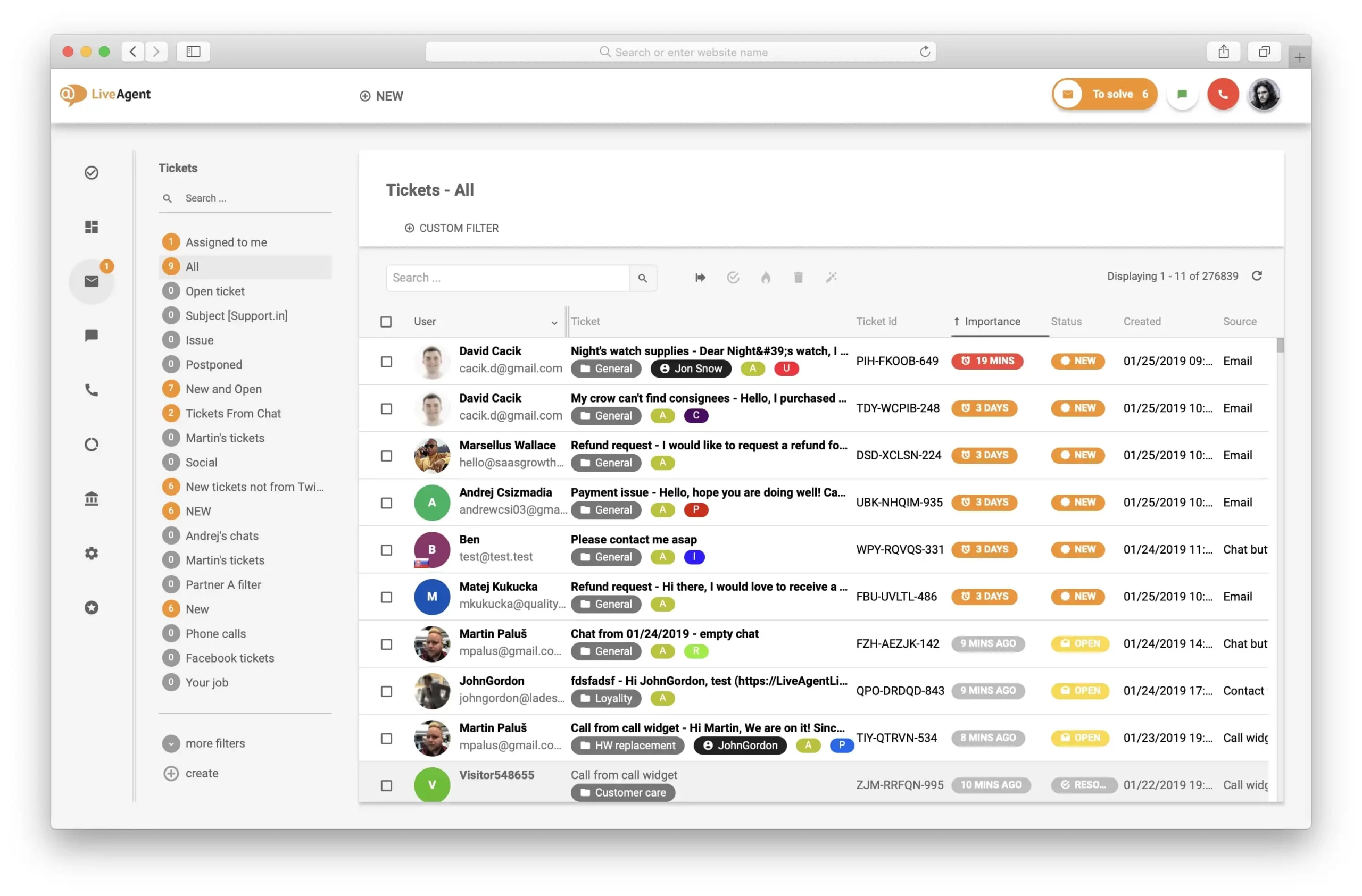 Dashboard LiveAgent Aplikasi Live Chat LiveAgent