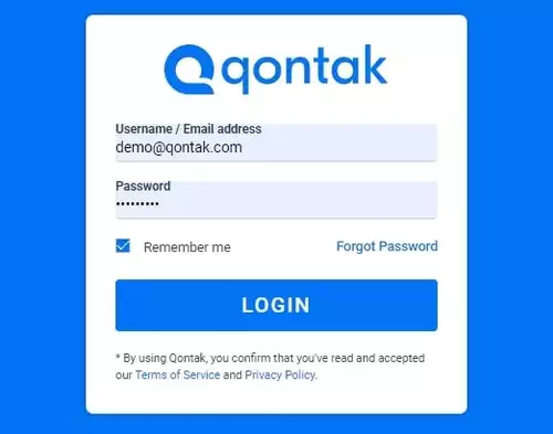 Langkah keempat Login ke Chat Panel wp-stg.qontak.com