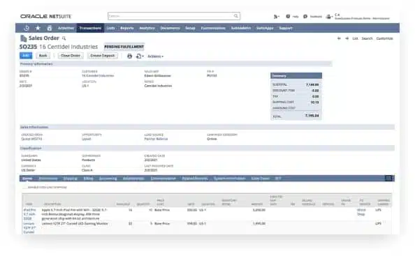 NetSuite-Sales Distribution Software