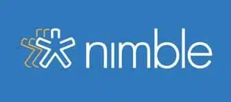 Logo berwarna biru dengan tulisan "nimble" bergaya modern, mencerminkan identitas merek yang dinamis dan inovatif di bidang teknologi.