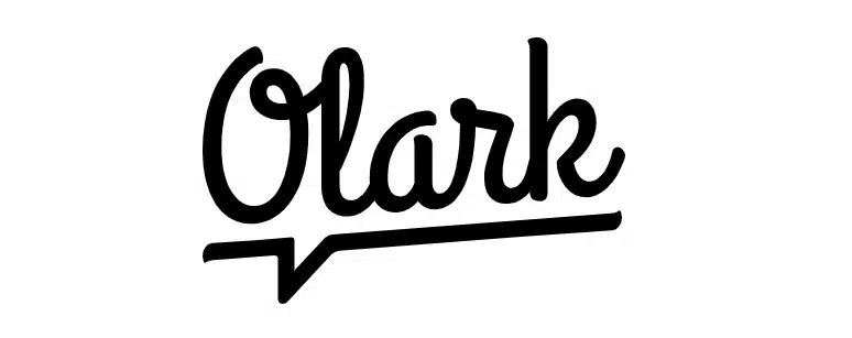 Logo Olark yang ditulis dengan gaya huruf yang dinamis. Menyampaikan identitas merek komunikasi online dalam konteks layanan pelanggan digital.