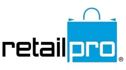 Tote bag berwarna biru yang mencolok menampilkan logo "retailpro," memberikan kesan profesional dalam konteks ritel dan bisnis.