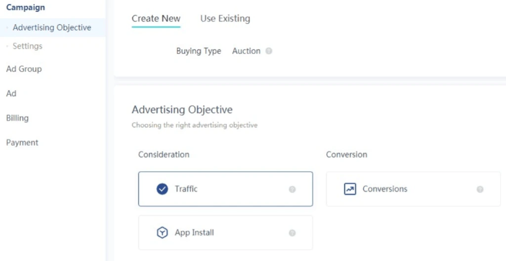 tujuan kampanye Step 3b. Cara pasang iklan di TikTok