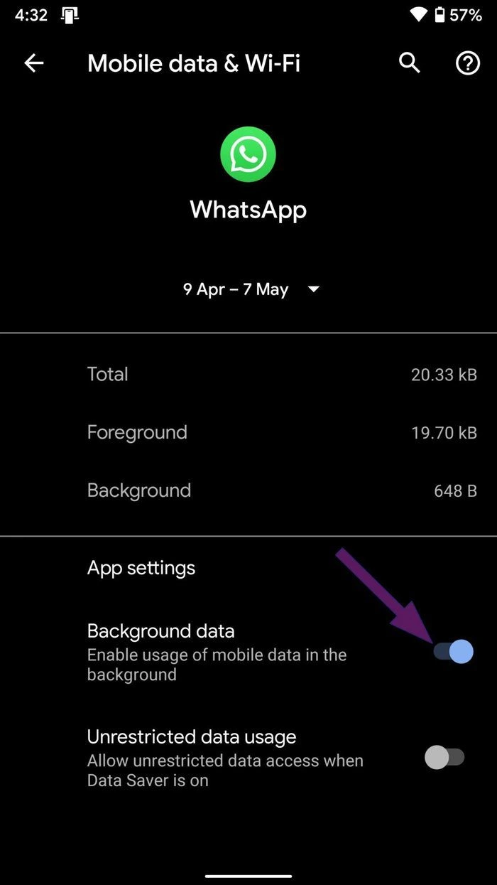 Mematikan Data di Bagian Latar Belakang