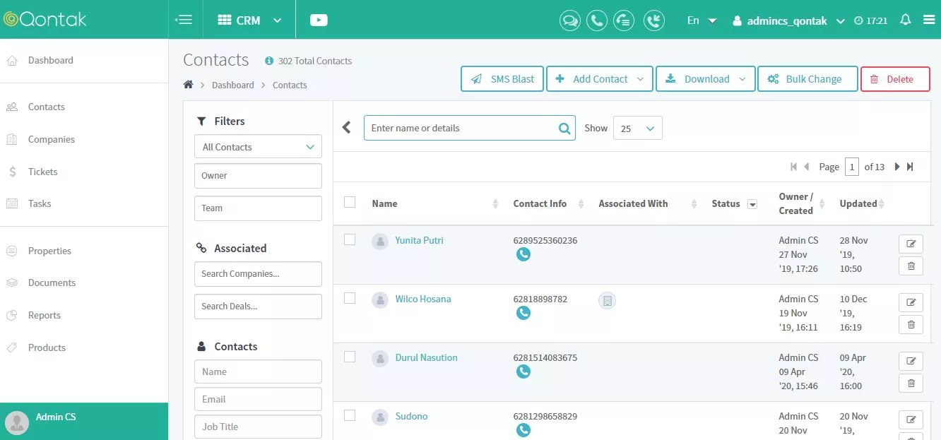 Kategorikan kontak pelanggan yang akan dikirim campaign email marketing database-real-time-customer-support