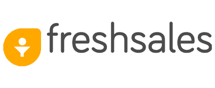 Logo Freshsales menampilkan simbol gelas dengan ikon manusia, mencerminkan platform manajemen penjualan yang membantu pengguna mengelola prospek dan interaksi pelanggan.