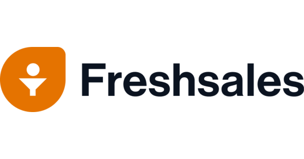 Logo Freshsales menampilkan simbol corong dengan siluet orang di dalamnya, mencerminkan fokus pada manajemen penjualan dalam konteks bisnis modern.