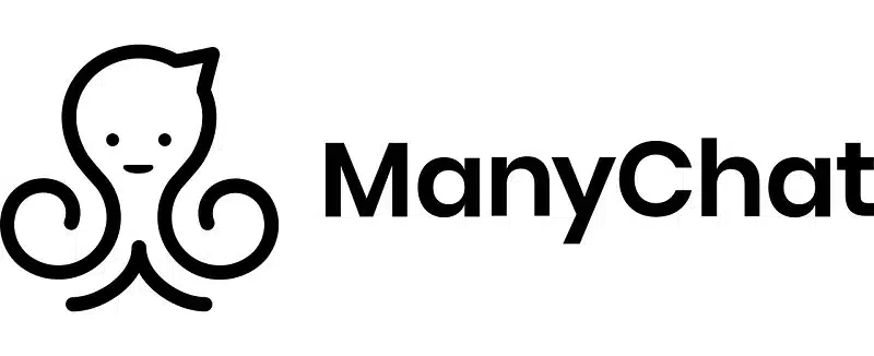 Logo ManyChat menampilkan karakter gurita yang ramah, mencerminkan interaksi dan komunikasi melalui platform chatting untuk bisnis.