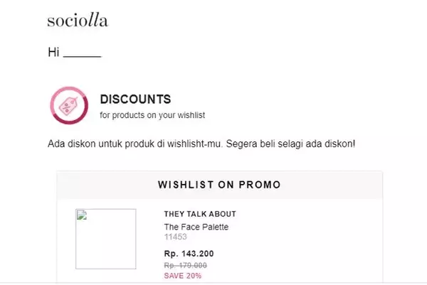 Email reminder Contoh Penerapan Marketing Automation _ Email Reminder dari sociolla