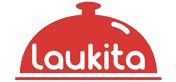 Logo berwarna merah yang menampilkan penutup makanan dan teks 
