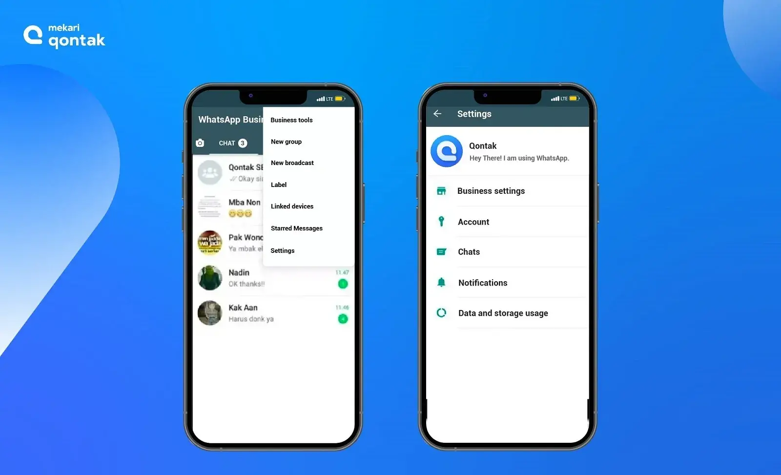 Open the WhatsApp Business application and enter the Settings menu Open the WhatsApp Business application and enter the Settings menu