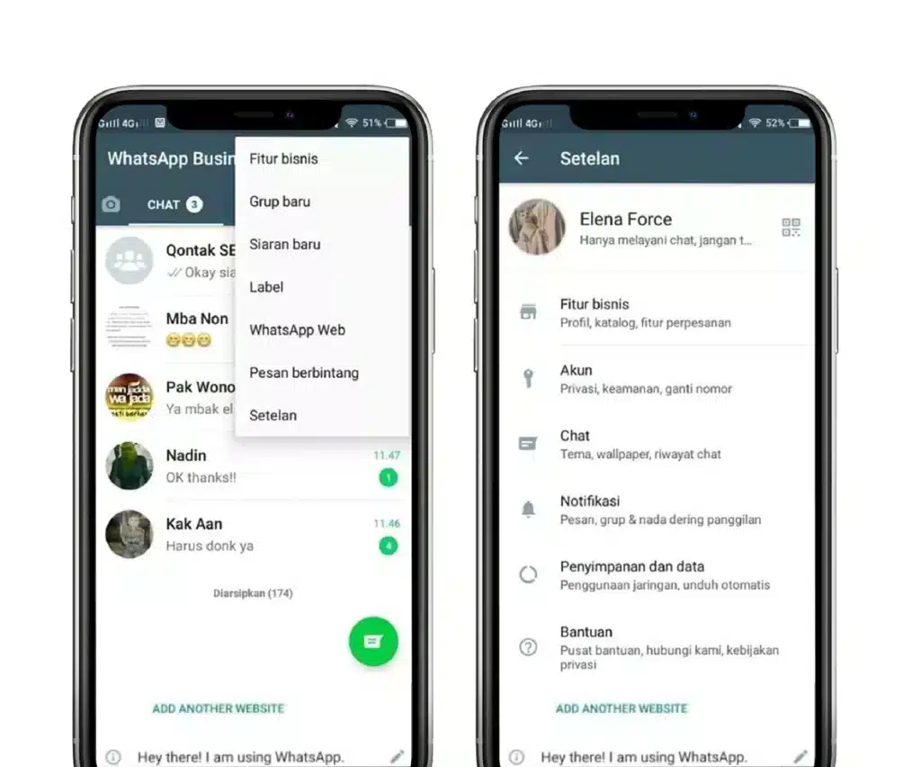 Login pada akun WhatsApp Business masuk ke menu pengaturan Login pada akun WhatsApp Business masuk ke menu pengaturan