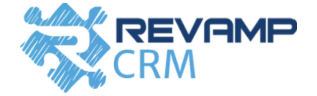 Logo Revamp CRM menonjolkan kombinasi warna biru dengan simbol puzzle, menyampaikan esensi kolaborasi dalam manajemen hubungan pelanggan.
