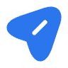 Logo berwarna biru berbentuk segitiga melambangkan teknologi dan inovasi, terletak di latar belakang yang sederhana, menciptakan kesan modern.