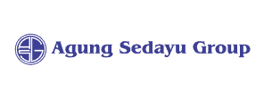Logo berwarna biru menunjukkan nama