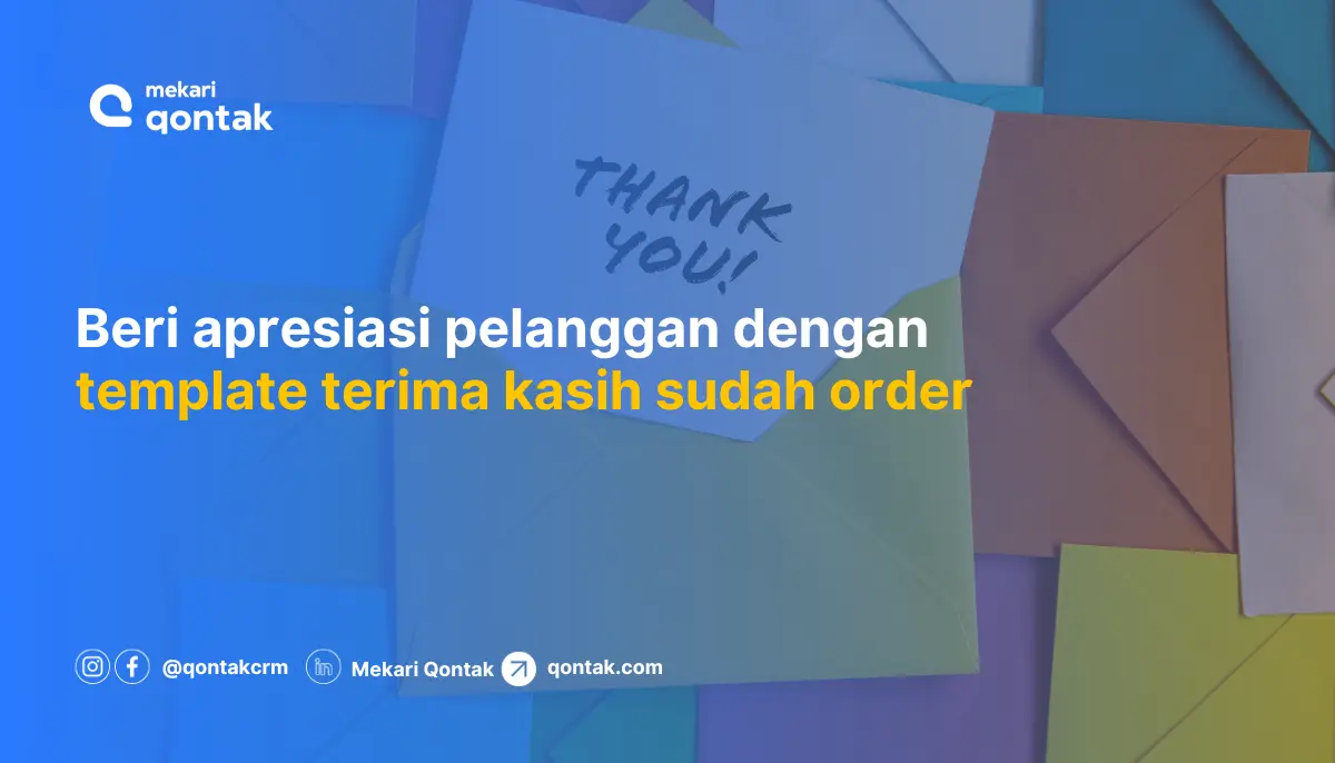 Kertas catatan berwarna-warni ditempel di permukaan, menampilkan pesan terima kasih, mengajak bisnis untuk menghargai pelanggan setelah bertransaksi.