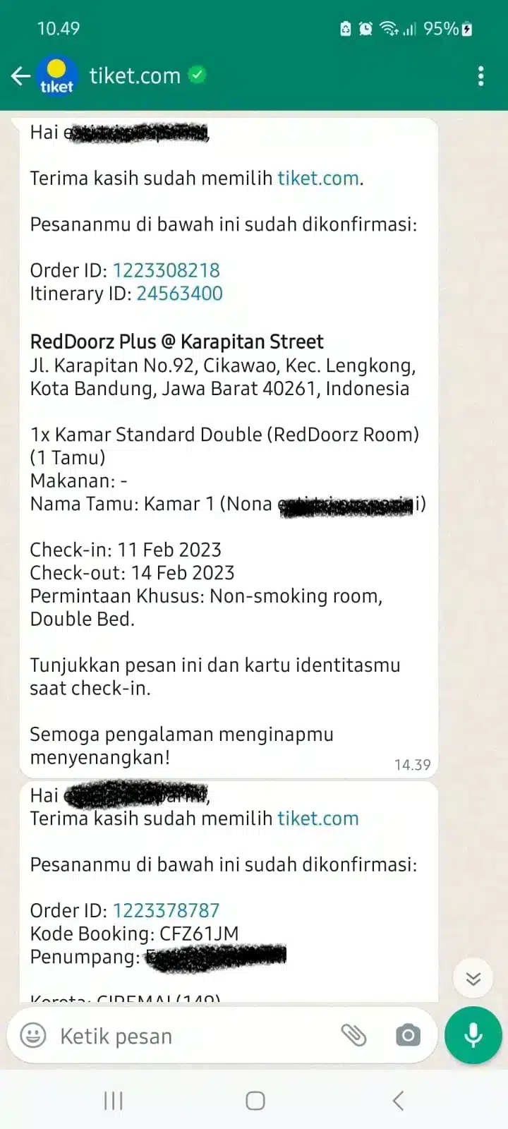 Template email customer service - Status Pemesanan