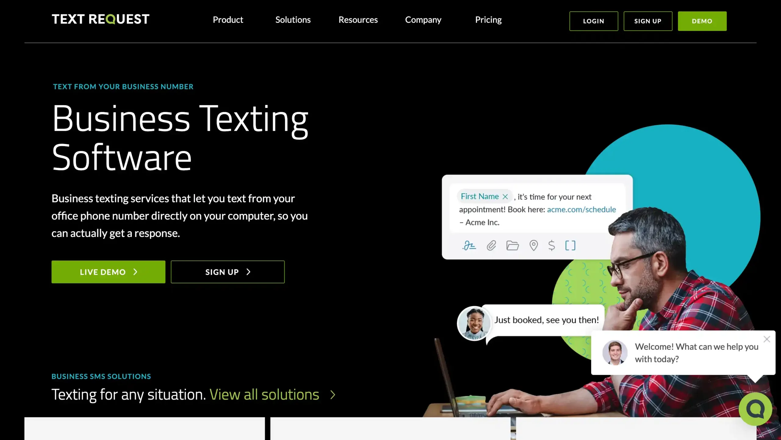 Landing Page Text Request Text Request-Web chat application