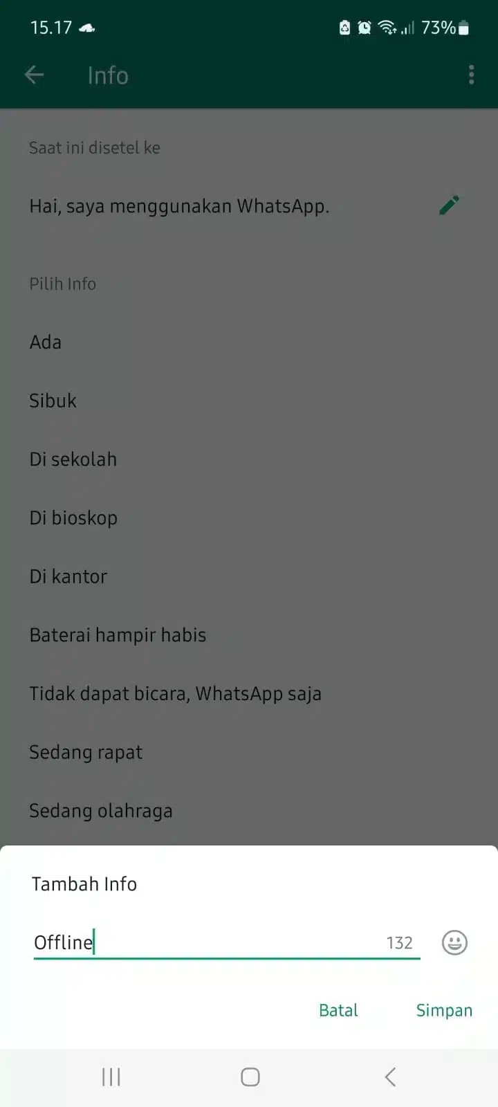 Cara Agar WA Terlihat Offline Padahal Online dengan mengubah info akun