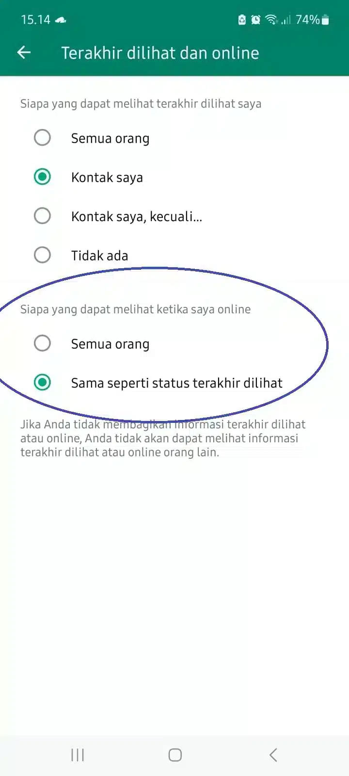 Cara Agar WA Terlihat Offline Padahal Online dengan menyembunyikan status online