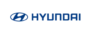 Logo Hyundai menampilkan nama perusahaan dengan desain huruf tebal dan warna biru, berfungsi sebagai identitas merek otomotif global.