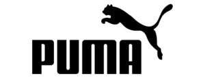 Logo Puma menampilkan siluet seekor puma yang melompat, mencerminkan semangat kelincahan dan performa tinggi dalam dunia olahraga dan fashion.