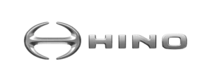 Logo Hino menampilkan desain huruf yang elegan dan sederhana, menunjukkan identitas merek kendaraan komersial yang handal dan inovatif.