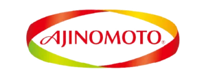 Logo AJINOMOTO menonjolkan tulisan berwarna merah dengan elemen melingkar berwarna hijau, kuning, dan oranye, menciptakan identitas merek yang dinamis dalam industri makanan.