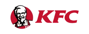 Logo KFC menampilkan sosok seorang lelaki mengenakan jas dan dasi, dengan latar belakang merah. Logo ini mewakili restoran cepat saji yang terkenal.
