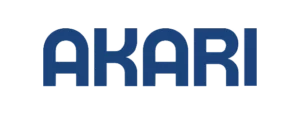 Tulisan "AKARI" berwarna biru terlihat jelas, menunjukkan identitas merek. Logo ini dapat ditemukan dalam konteks produk yang berkaitan dengan pencahayaan atau teknologi, menciptakan kesan modern dan profesional.