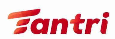 Logo berwarna merah dengan tulisan "zantri," jelas dan modern, mewakili identitas suatu layanan atau produk dalam konteks teknologi atau aplikasi.
