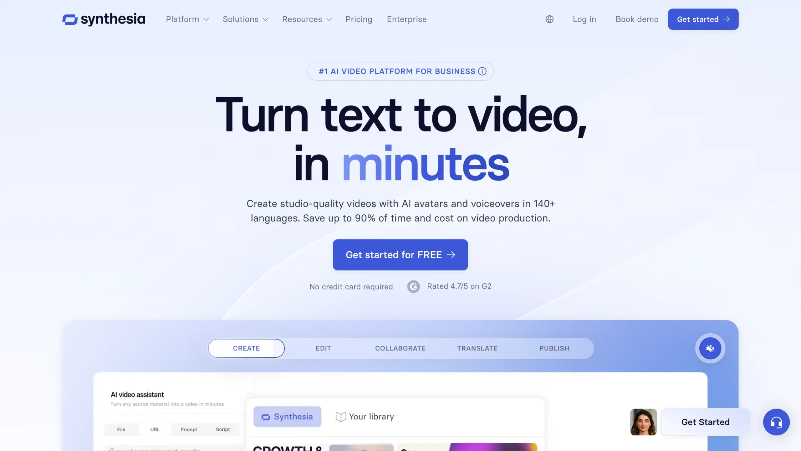 Landing Page Synthesia tools AI untuk video editor_Synthesia